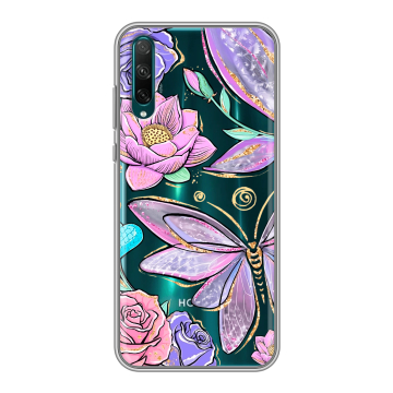 Силиконовый чехол на Huawei Honor 30i с принтом Бабочки и цветы Силиконовый чехол на Huawei Honor 30i с принтом Бабочки и цветы