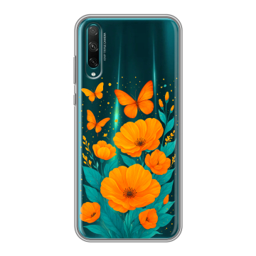 Силиконовый чехол на Huawei Honor 30i с принтом цветы бабочки Силиконовый чехол на Huawei Honor 30i с принтом цветы бабочки