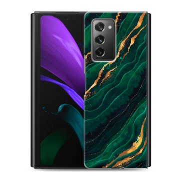 Пластиковый чехол на Samsung Galaxy Z Fold 2 с принтом Мрамор зеленое золото