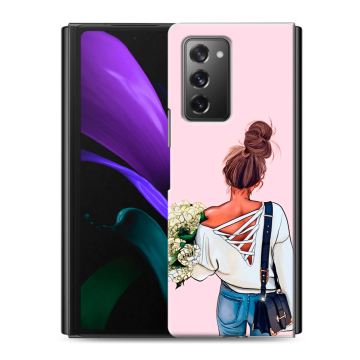 Пластиковый чехол на Samsung Galaxy Z Fold 2 с принтом Девушка и букет