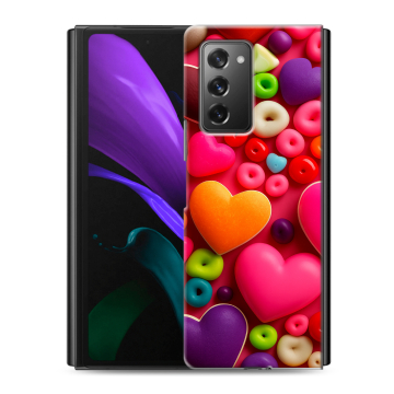 Пластиковый чехол на Samsung Galaxy Z Fold 2 с принтом Сердечки