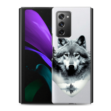 Пластиковый чехол на Samsung Galaxy Z Fold 2 с принтом Волк в лесу Пластиковый чехол на Samsung Galaxy Z Fold 2 с принтом Волк в лесу