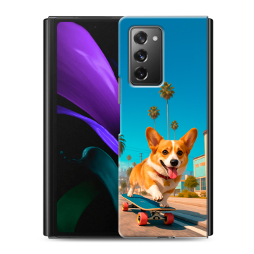 Пластиковый чехол на Samsung Galaxy Z Fold 2 с принтом Корги на скейте