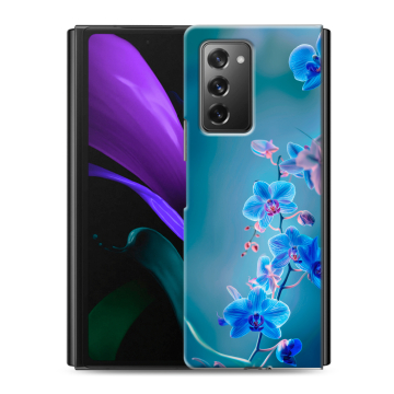 Пластиковый чехол на Samsung Galaxy Z Fold 2 с принтом Голубые цветы