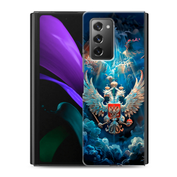 Пластиковый чехол на Samsung Galaxy Z Fold 2 с принтом Герб флаг России Пластиковый чехол на Samsung Galaxy Z Fold 2 с принтом Герб флаг России