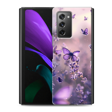 Пластиковый чехол на Samsung Galaxy Z Fold 2 с принтом бабочки и лаванда