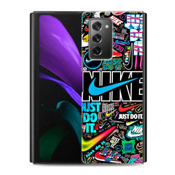 Пластиковый чехол на Samsung Galaxy Z Fold 2 с принтом найк nike черный Пластиковый чехол на Samsung Galaxy Z Fold 2 с принтом найк nike черный