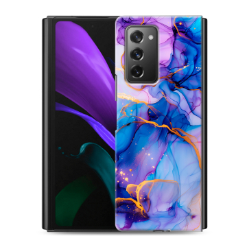 Пластиковый чехол на Samsung Galaxy Z Fold 2 с принтом синий мрамор