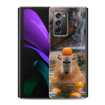 Пластиковый чехол на Samsung Galaxy Z Fold 2 с принтом Капибара с апельсином Пластиковый чехол на Samsung Galaxy Z Fold 2 с принтом Капибара с апельсином