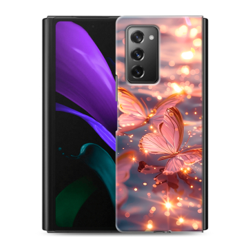 Пластиковый чехол на Samsung Galaxy Z Fold 2 с принтом бабочки розовые