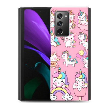 Пластиковый чехол на Samsung Galaxy Z Fold 2 с принтом Единороги и радуга Пластиковый чехол на Samsung Galaxy Z Fold 2 с принтом Единороги и радуга