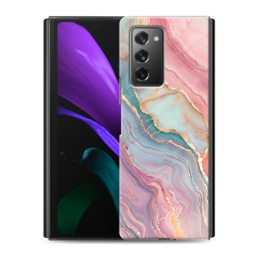 Пластиковый чехол на Samsung Galaxy Z Fold 2 с принтом розовый мрамор