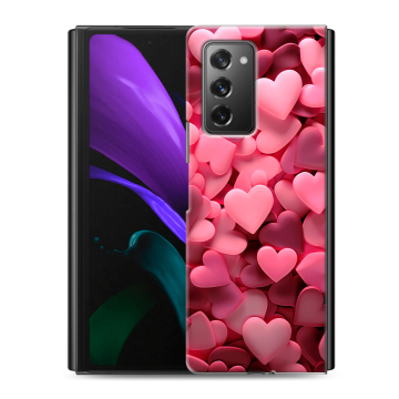 Пластиковый чехол на Samsung Galaxy Z Fold 2 с принтом розовые сердечки