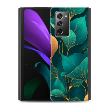 Пластиковый чехол на Samsung Galaxy Z Fold 2 с принтом Листья и золото Пластиковый чехол на Samsung Galaxy Z Fold 2 с принтом Листья и золото