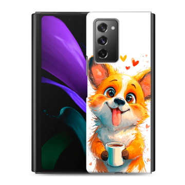 Пластиковый чехол на Samsung Galaxy Z Fold 2 с принтом корги Пластиковый чехол на Samsung Galaxy Z Fold 2 с принтом корги