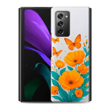 Пластиковый чехол на Samsung Galaxy Z Fold 2 с принтом цветы бабочки Пластиковый чехол на Samsung Galaxy Z Fold 2 с принтом цветы бабочки