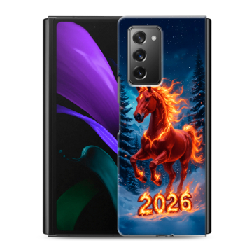 Пластиковый чехол на Samsung Galaxy Z Fold 2 с принтом Новый год коня Пластиковый чехол на Samsung Galaxy Z Fold 2 с принтом Новый год коня