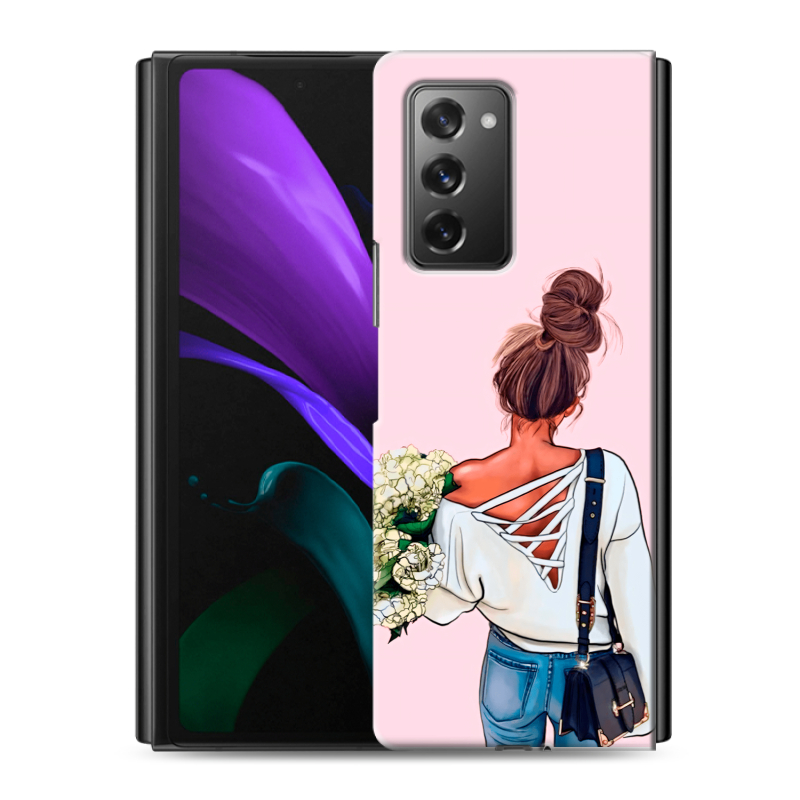 Пластиковый чехол на Samsung Galaxy Z Fold 2 с принтом Девушка и букет Пластиковый чехол на Samsung Galaxy Z Fold 2 с принтом Девушка и букет