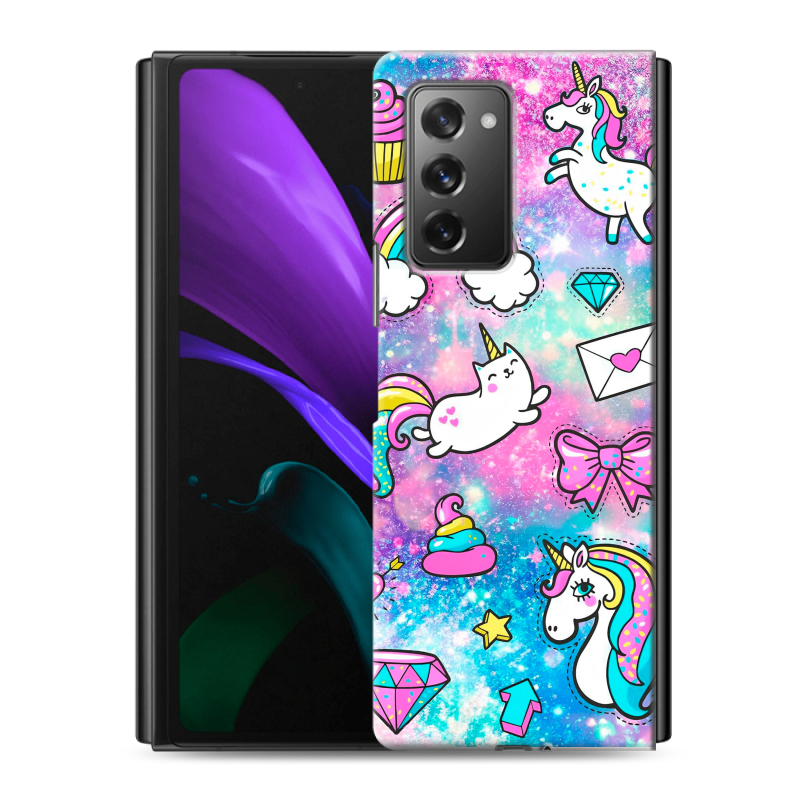 Пластиковый чехол на Samsung Galaxy Z Fold 2 с принтом Единороги Пластиковый чехол на Samsung Galaxy Z Fold 2 с принтом Единороги