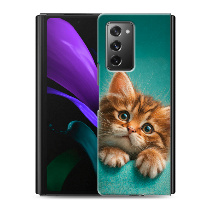 Пластиковый чехол на Samsung Galaxy Z Fold 2 с принтом котенок Пластиковый чехол на Samsung Galaxy Z Fold 2 с принтом котенок