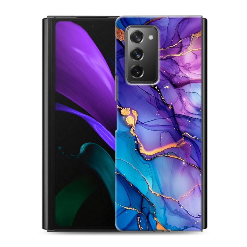 Пластиковый чехол на Samsung Galaxy Z Fold 2 с принтом синий мрамор Пластиковый чехол на Samsung Galaxy Z Fold 2 с принтом синий мрамор