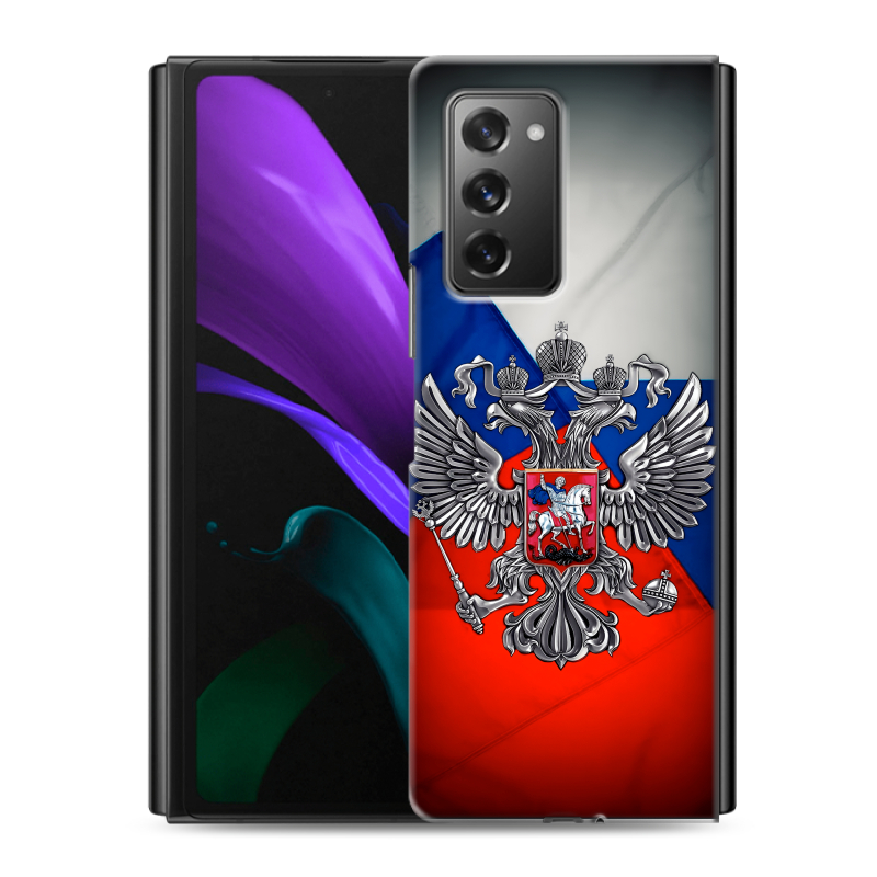 Пластиковый чехол на Samsung Galaxy Z Fold 2 с принтом Флаг России Пластиковый чехол на Samsung Galaxy Z Fold 2 с принтом Флаг России