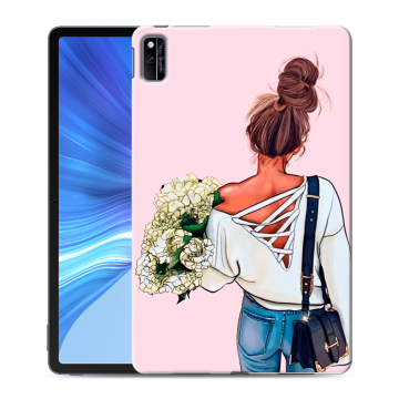 Силиконовый чехол на планшета Huawei Honor Pad V6 с принтом Девушка и букет Силиконовый чехол на планшета Huawei Honor Pad V6 с принтом Девушка и букет