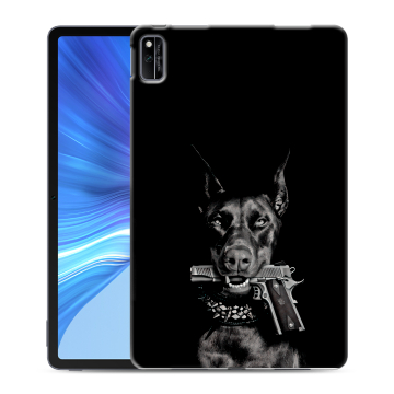 Силиконовый чехол на планшета Huawei Honor Pad V6 с принтом Доберман и пистолет Силиконовый чехол на планшета Huawei Honor Pad V6 с принтом Доберман и пистолет