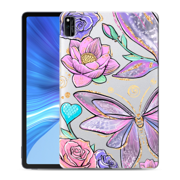 Силиконовый чехол на Huawei Honor Pad V6 с принтом Бабочки и цветы