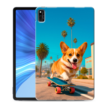 Силиконовый чехол на Huawei Honor Pad V6 с принтом Корги на скейте