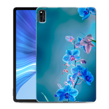 Силиконовый чехол на Huawei Honor Pad V6 с принтом Голубые цветы