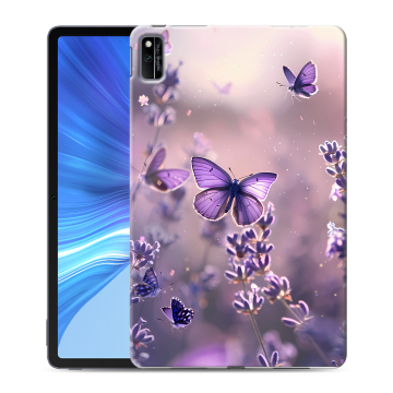 Силиконовый чехол на Huawei Honor Pad V6 с принтом бабочки и лаванда
