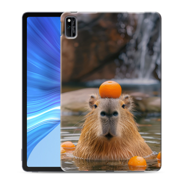 Силиконовый чехол на Huawei Honor Pad V6 с принтом Капибара с апельсином