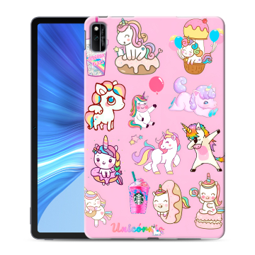 Силиконовый чехол на Huawei Honor Pad V6 с принтом розовые единороги