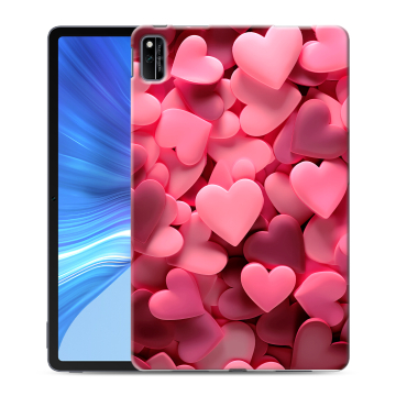 Силиконовый чехол на Huawei Honor Pad V6 с принтом розовые сердечки