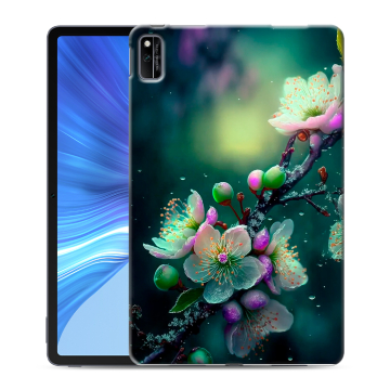 Силиконовый чехол на Huawei Honor Pad V6 с принтом Цветы и мрамор Силиконовый чехол на Huawei Honor Pad V6 с принтом Цветы и мрамор