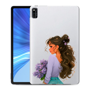 Силиконовый чехол на Huawei Honor Pad V6 с принтом девушка цветы Силиконовый чехол на Huawei Honor Pad V6 с принтом девушка цветы