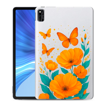 Силиконовый чехол на Huawei Honor Pad V6 с принтом цветы бабочки Силиконовый чехол на Huawei Honor Pad V6 с принтом цветы бабочки