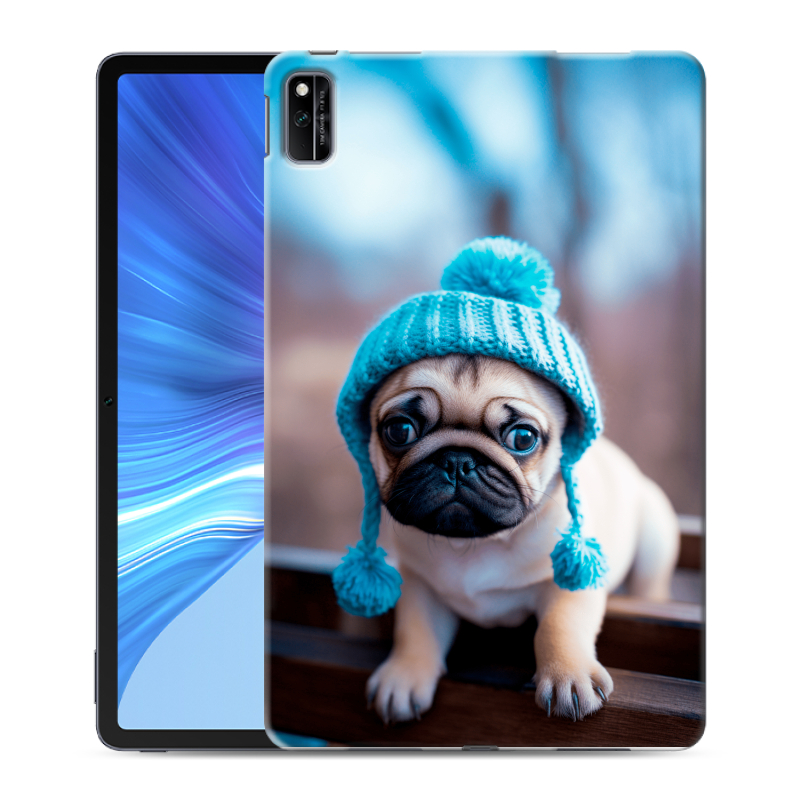 Силиконовый противоударный чехол на Huawei Honor Pad V6 с принтом Мопс в шапке Силиконовый противоударный чехол на Huawei Honor Pad V6 с принтом Мопс в шапке