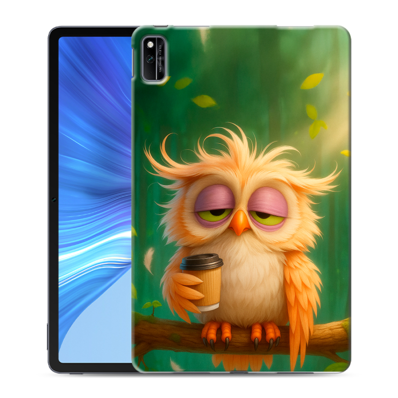Силиконовый противоударный чехол на Huawei Honor Pad V6 с принтом сова Силиконовый противоударный чехол на Huawei Honor Pad V6 с принтом сова
