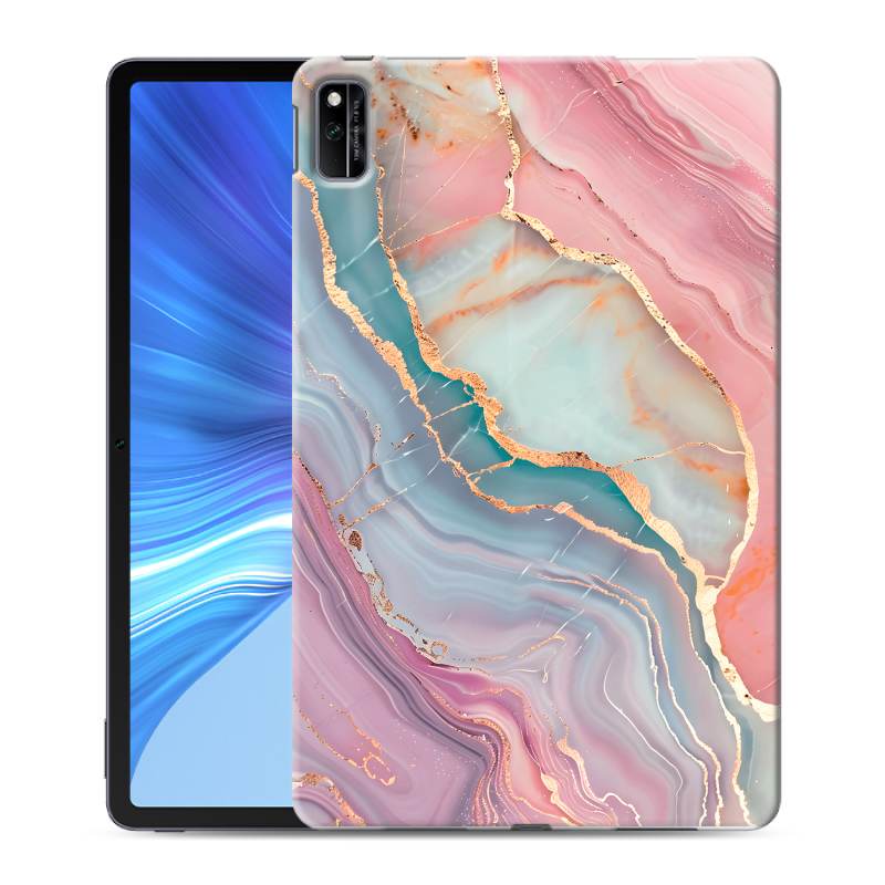 Силиконовый противоударный чехол на Huawei Honor Pad V6 с принтом розовый мрамор Силиконовый противоударный чехол на Huawei Honor Pad V6 с принтом розовый мрамор