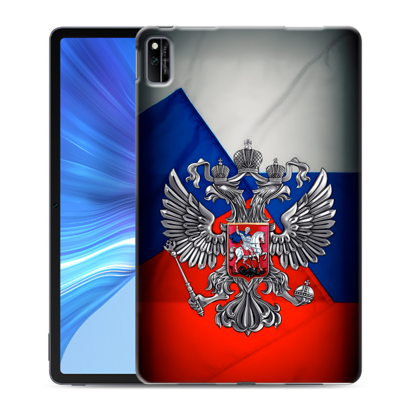 Силиконовый противоударный чехол на Huawei Honor Pad V6 с принтом Флаг России Силиконовый противоударный чехол на Huawei Honor Pad V6 с принтом Флаг России