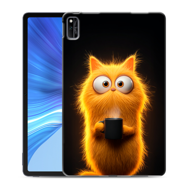 Силиконовый противоударный чехол на Huawei Honor Pad V6 с принтом Смешной кот Силиконовый противоударный чехол на Huawei Honor Pad V6 с принтом Смешной кот