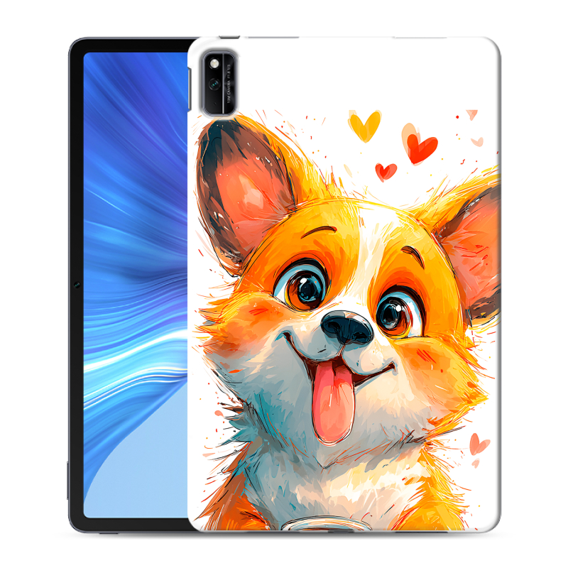 Силиконовый противоударный чехол на Huawei Honor Pad V6 с принтом корги Силиконовый противоударный чехол на Huawei Honor Pad V6 с принтом корги