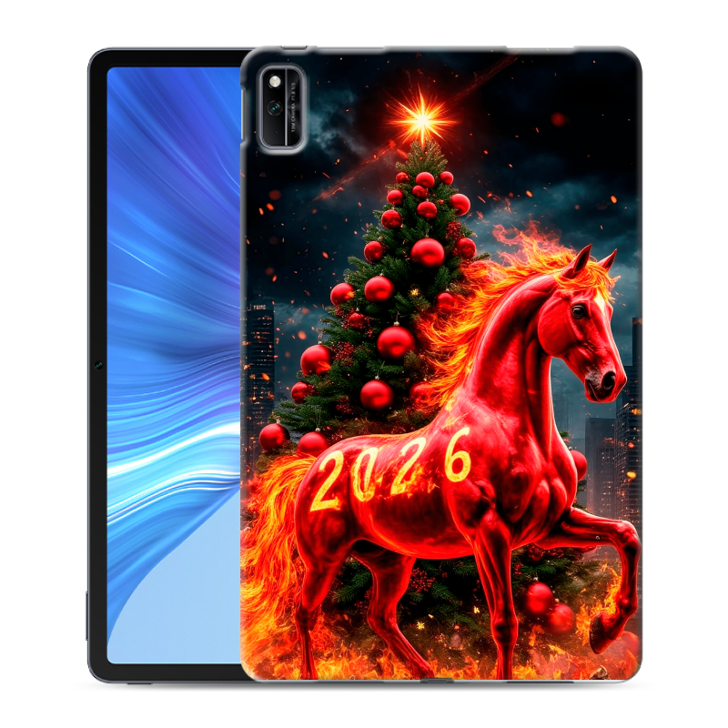 Силиконовый противоударный чехол на Huawei Honor Pad V6 с принтом Новый год Силиконовый противоударный чехол на Huawei Honor Pad V6 с принтом Новый год
