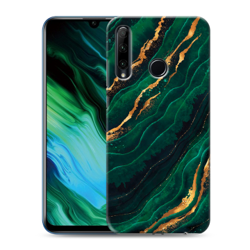 Силиконовый чехол на Huawei Honor 20e с принтом Мрамор зеленое золото Силиконовый чехол на Huawei Honor 20e с принтом Мрамор зеленое золото