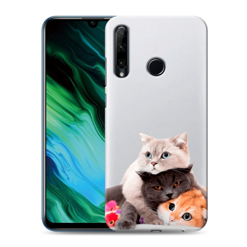 Силиконовый чехол на Huawei Honor 20e с принтом Кошки Силиконовый чехол на Huawei Honor 20e с принтом Кошки