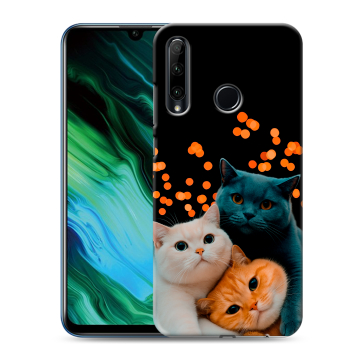 Силиконовый чехол на Huawei Honor 20e с принтом Кошки Силиконовый чехол на Huawei Honor 20e с принтом Кошки
