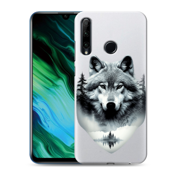 Силиконовый чехол на Huawei Honor 20e с принтом Волк в лесу Силиконовый чехол на Huawei Honor 20e с принтом Волк в лесу