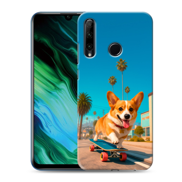Силиконовый чехол на Huawei Honor 20e с принтом Корги на скейте